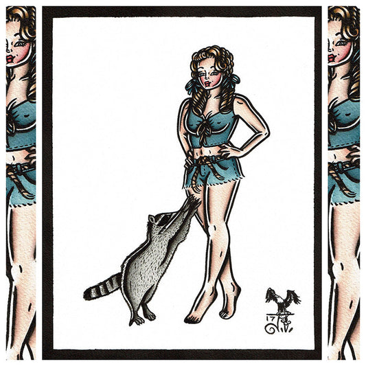 American Traditional tattoo flash sexy Elly May Clampett Hillybilly pinup spitshade painting.