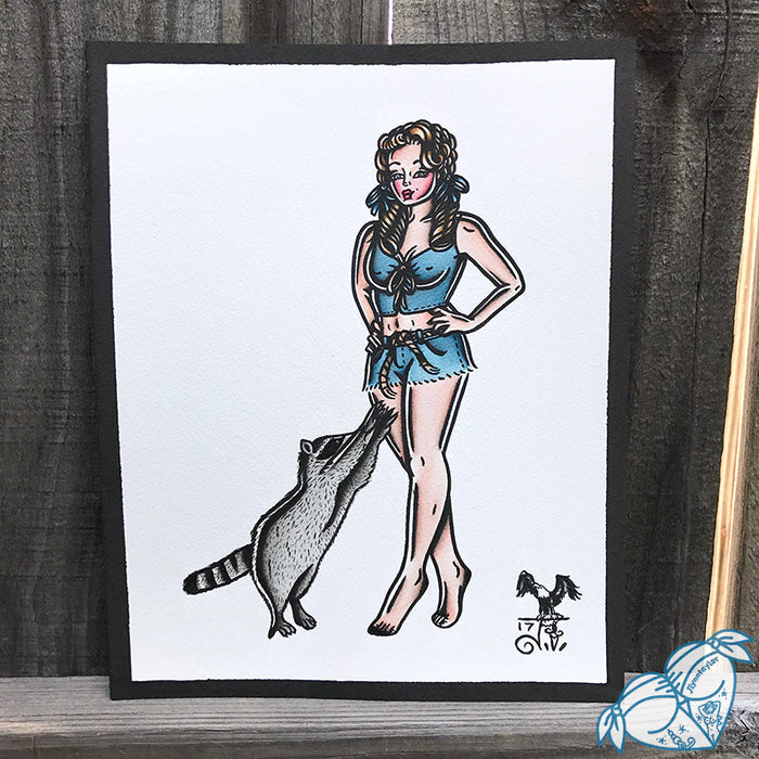 American Traditional tattoo flash sexy Elly May Clampett Hillybilly pinup spitshade painting.