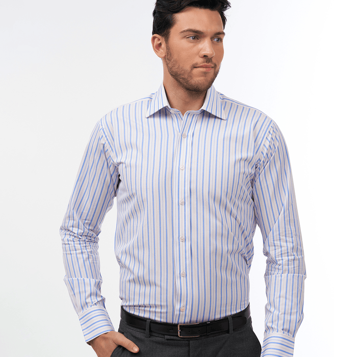 Elston Stripe Sky & Pink Formal Shirt