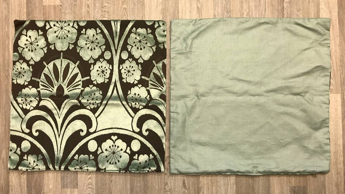 Fabric Cushion Covers Set 50cm x 50cm - Sage & Choc