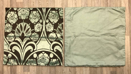 Fabric Cushion Covers Set 50cm x 50cm - Sage & Choc