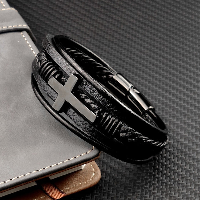 Faith Steel Cross Bracelet