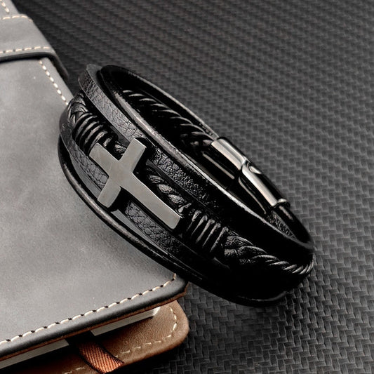 Faith Steel Cross Bracelet
