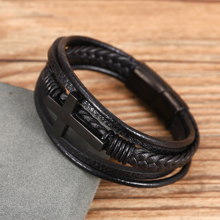 Faith Steel Cross Bracelet