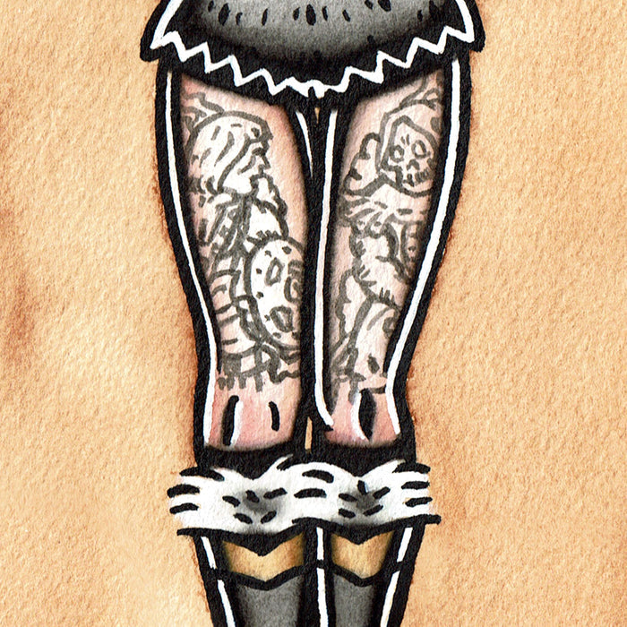 American traditional tattoo flash illustration The Sorceress of Castle Grayskull Falcon Pinup watercolor painting.