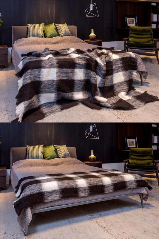 Alpaca Blanket NZ - Friesian Check