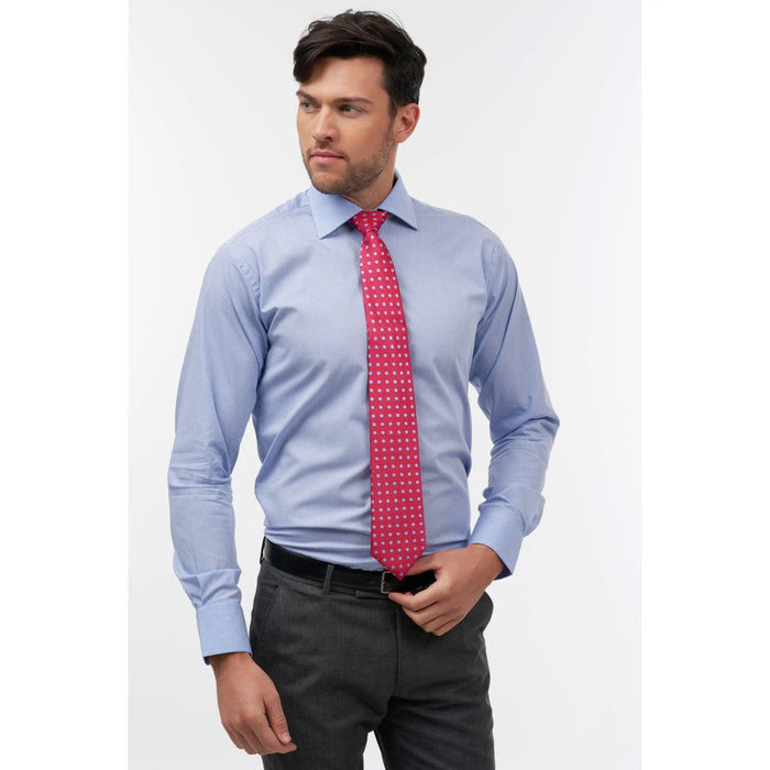 Fuchsia & sky polka dot woven silk tie - Thin Red Line