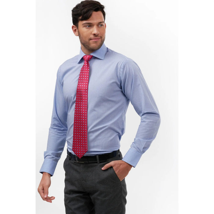 Fuchsia & sky polka dot woven silk tie - Thin Red Line