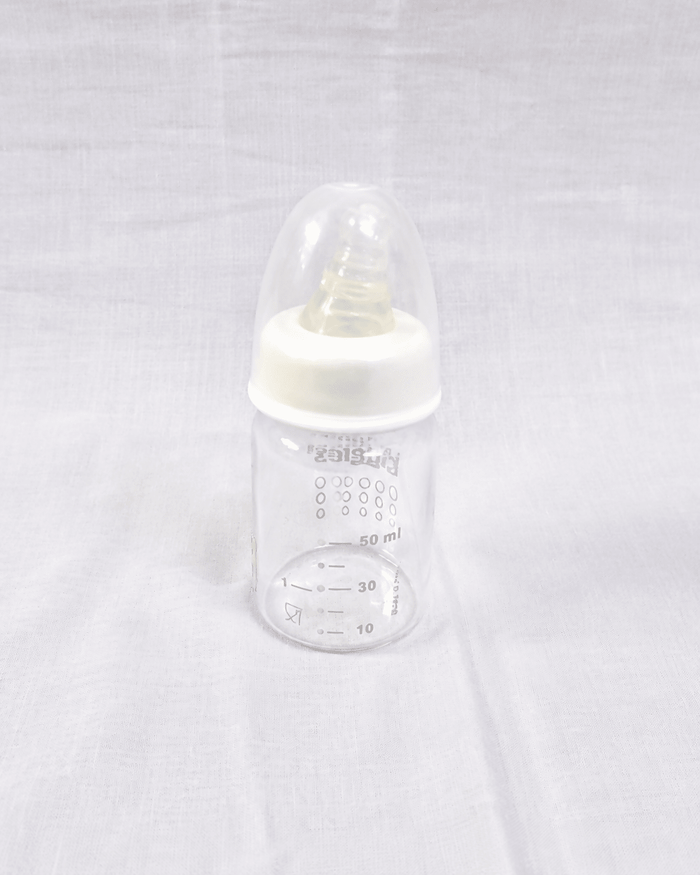 Giggles 50ml Baby Feeding Bottle with BPA-free construction, soft silicone nipple, compact design, and easy-to-hold shape for safe, comfortable feeding of newborns and infants.
