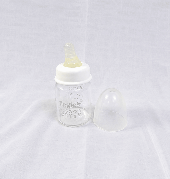 Giggles 50ml Baby Feeding Bottle with BPA-free construction, soft silicone nipple, compact design, and easy-to-hold shape for safe, comfortable feeding of newborns and infants.