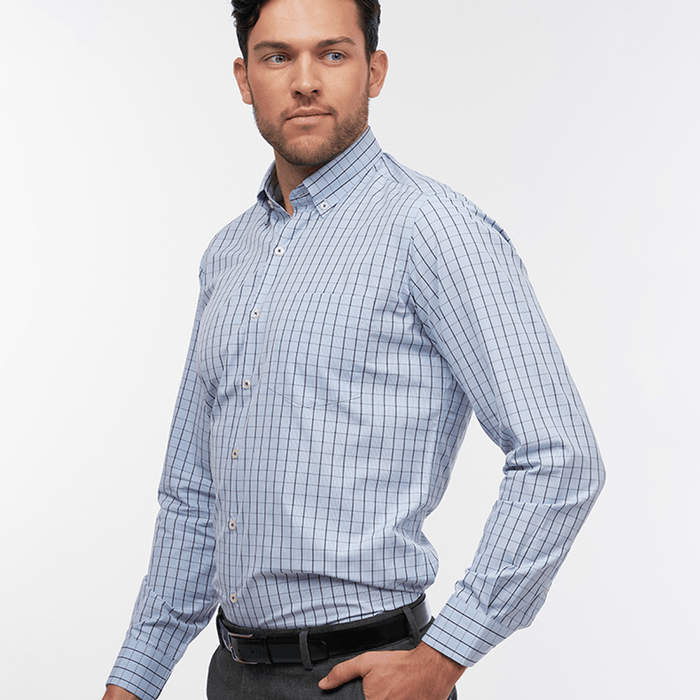 Gingham Overcheck Sky Casual Fit Shirt - Thin Red Line
