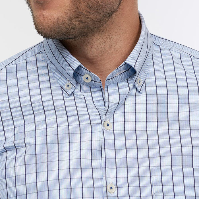 Gingham Overcheck Sky Casual Fit Shirt - Thin Red Line