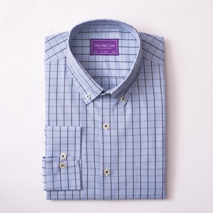 Gingham Overcheck Sky Casual Fit Shirt - Thin Red Line