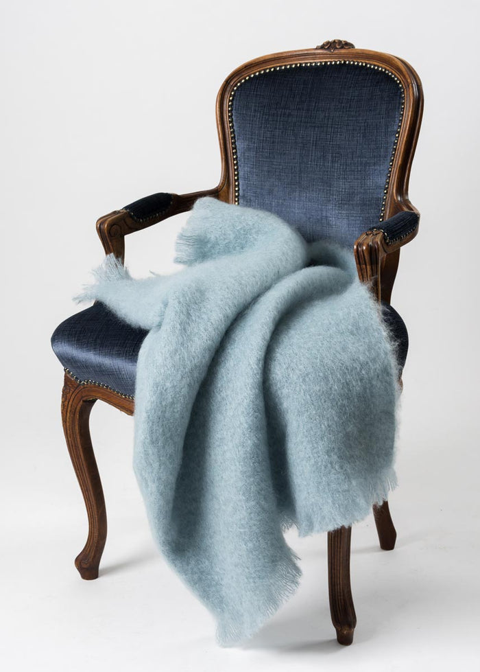Mohair Throw Glacier Blue  NZ made