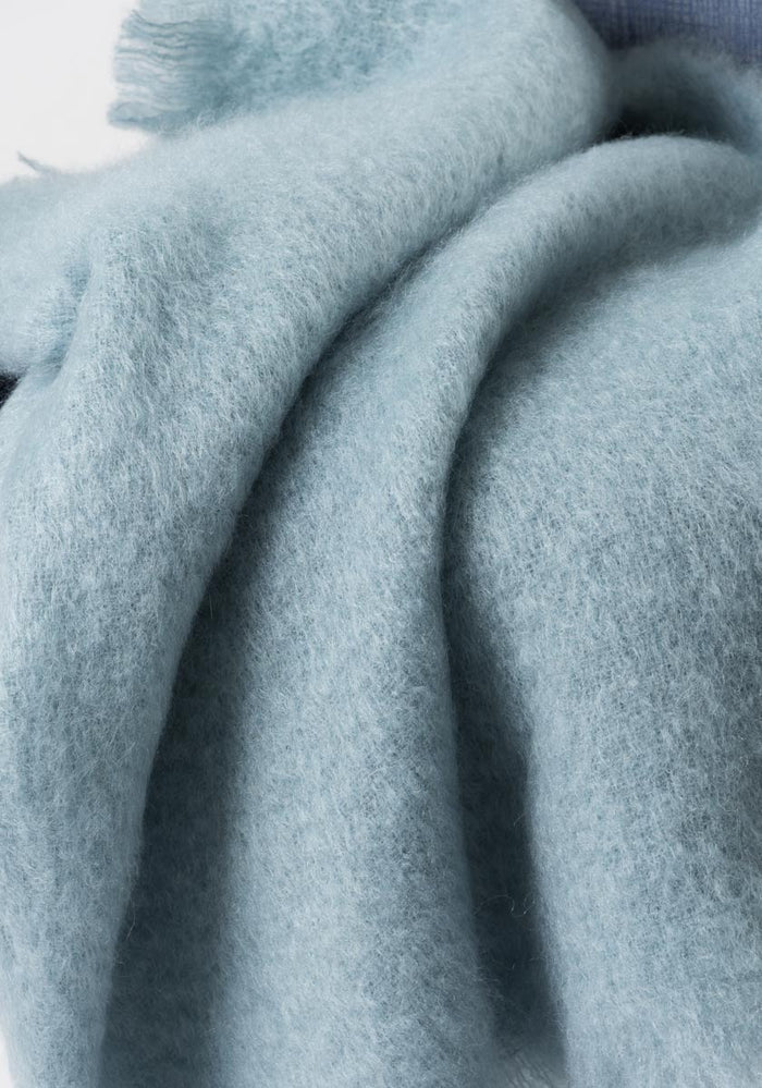 Pale Blue Mohair Throw Blanket
