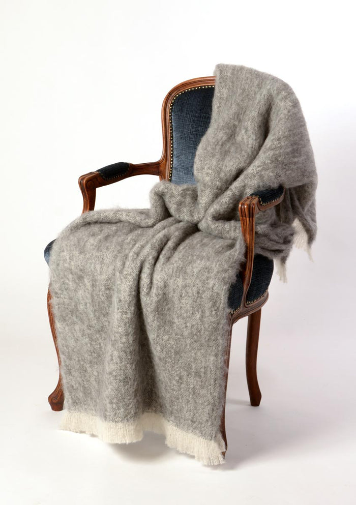 Alpaca Blanket New Zealand - Granite Grey Brushed Alpaca Throw Blanket