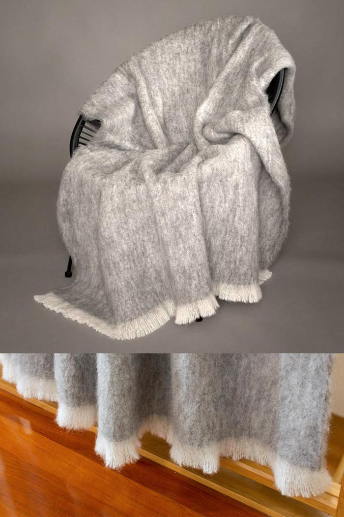 Granite Grey Brushed Alpaca Throw Blanket