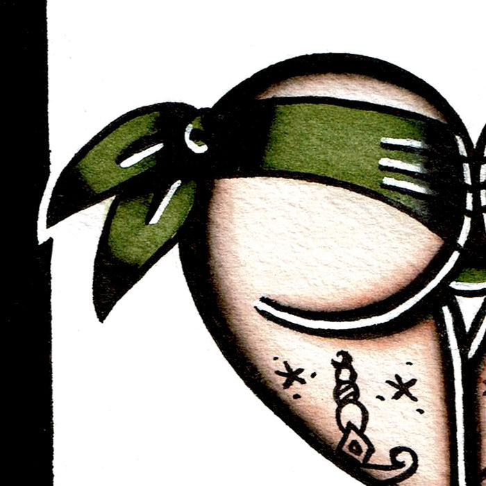 Green Scrunch Butt Heart Original Painting