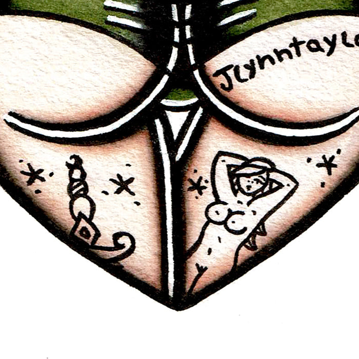 Green Scrunch Butt Heart Original Painting
