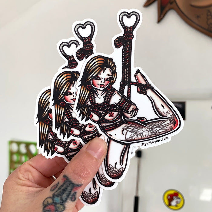 American traditional tattoo Heart Rope Shiabri Bondage Pinup  watercolor Stickers.