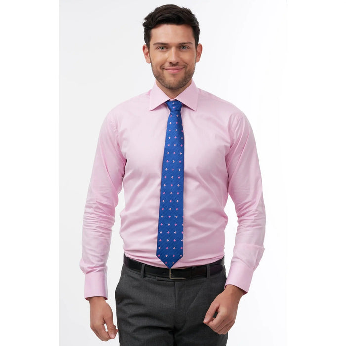 Herringbone blue floral woven silk tie - Thin Red Line