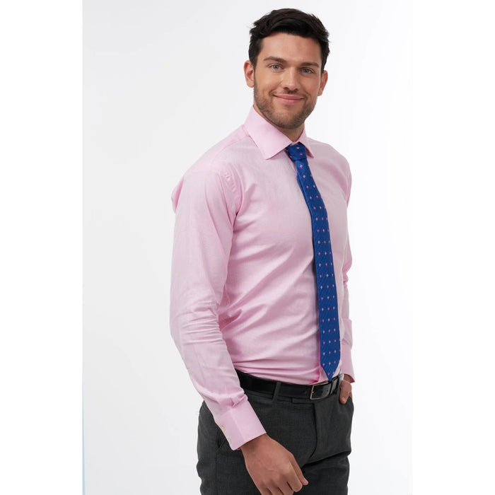 Herringbone blue floral woven silk tie - Thin Red Line