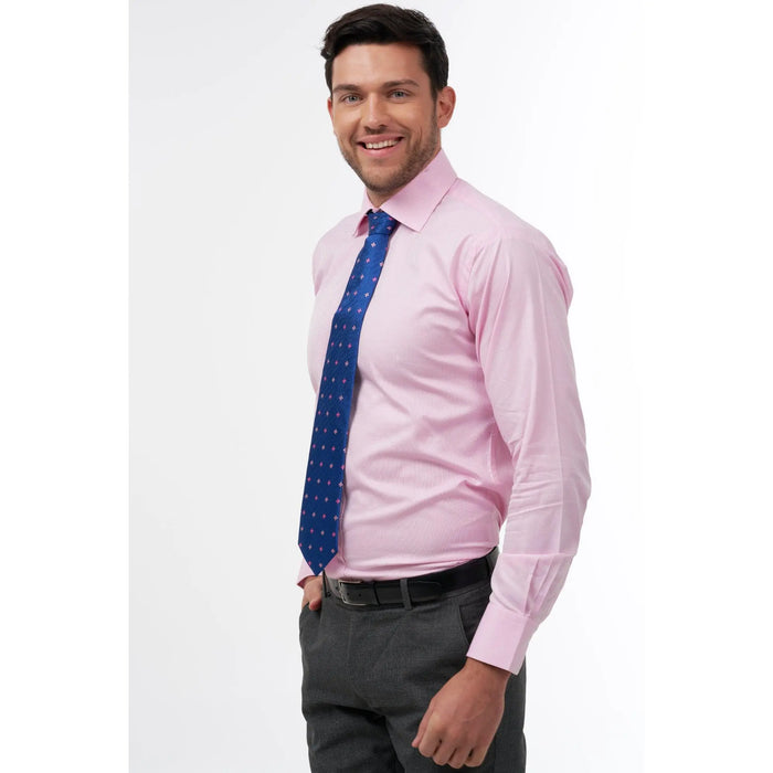 Herringbone blue floral woven silk tie - Thin Red Line