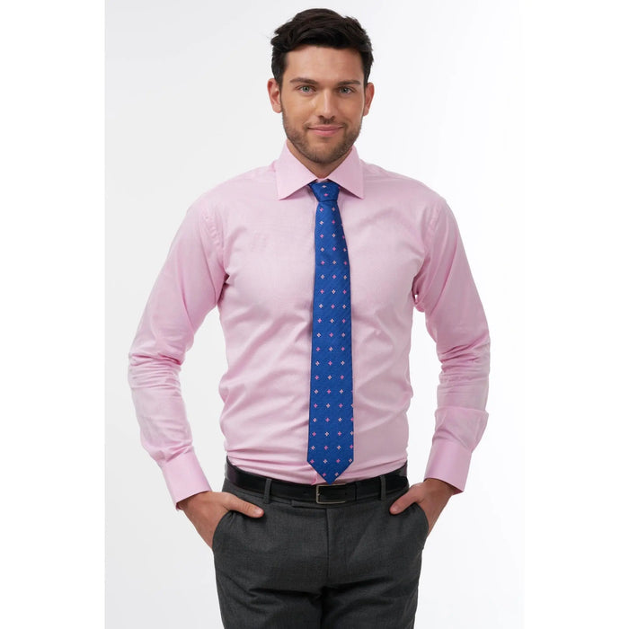 Herringbone blue floral woven silk tie - Thin Red Line