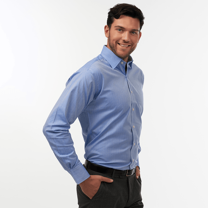 Herringbone Twill Blue Formal Shirt- Thin Red Line