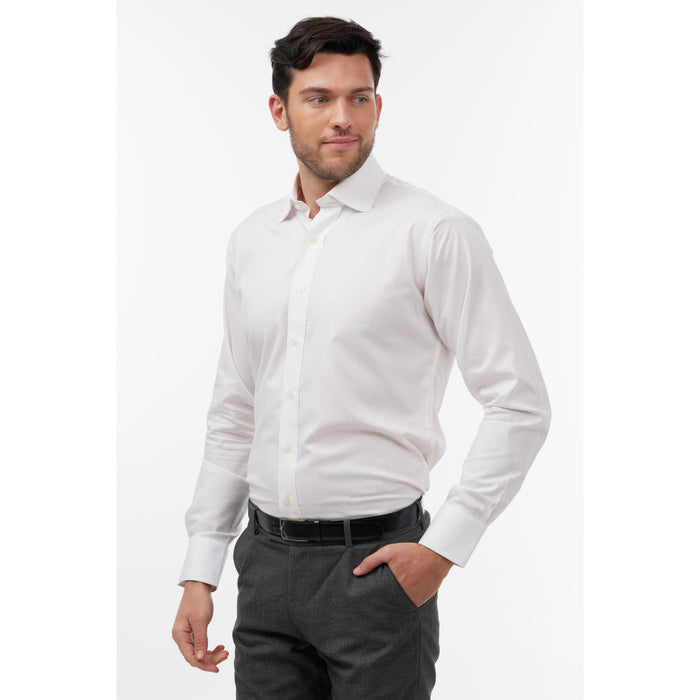 Herringbone Twill White Formal Shirt - Thin Red Line