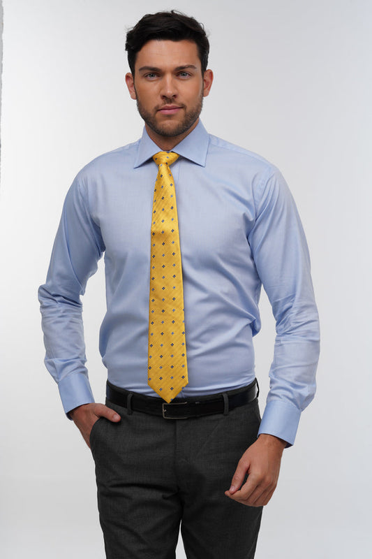 Herringbone yellow floral woven silk tie