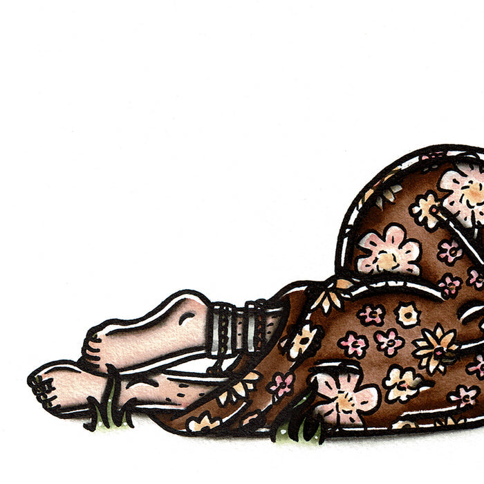 American traditional tattoo flash Hippie Pinup original painting.