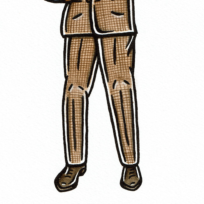 American traditional tattoo flash Hank Williams original watercolor painting.