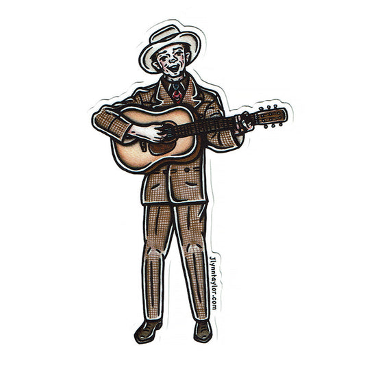 American traditional tattoo flash illustration Hiram "Hank" Williams. Sr watercolor sticker.