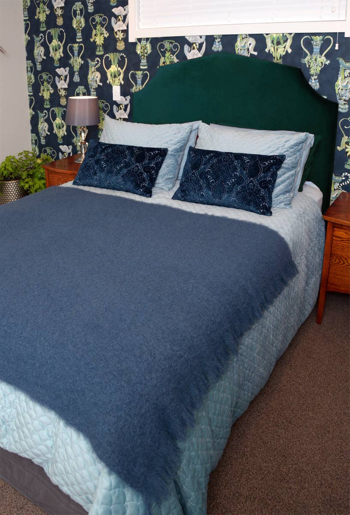 Mohair Throw Blanket NZ Indigo Blue
