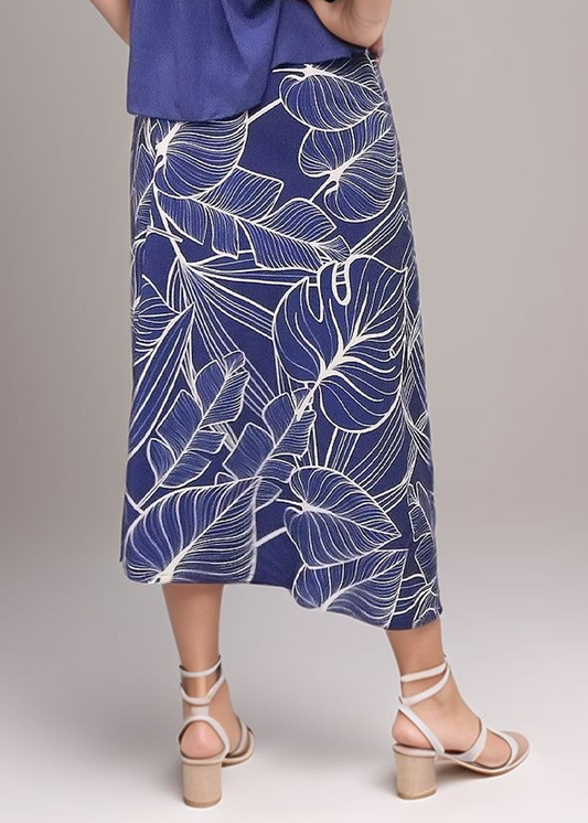 Island Wrap Skirt - Blue Palm - Back View