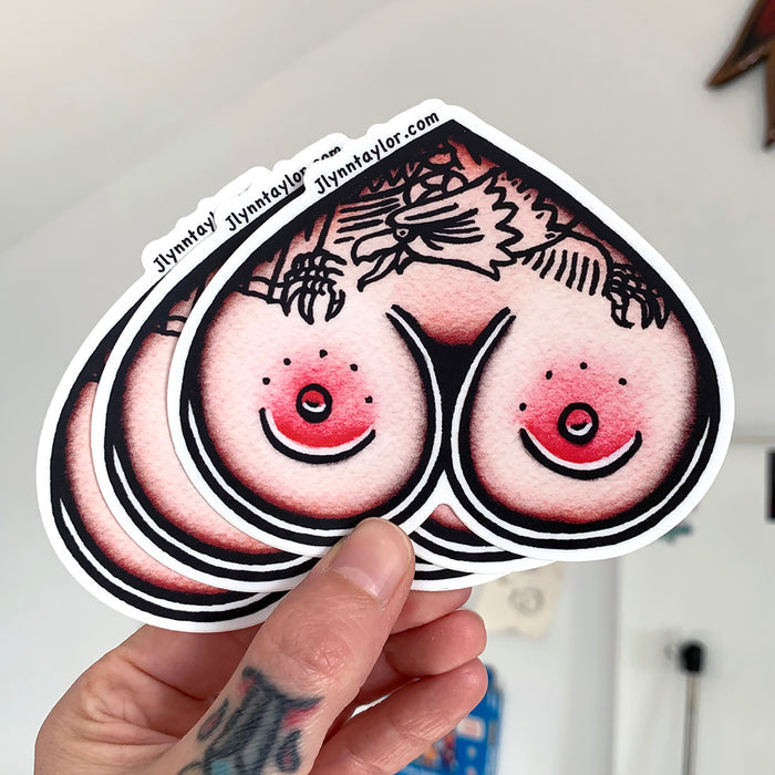 American traditional tattoo flash Jlynntaylor boobie Heart watercolor sticker set.