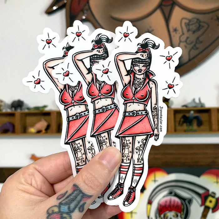 American traditional tattoo flash illustration Judy Jetson Pinup watercolor stickers.