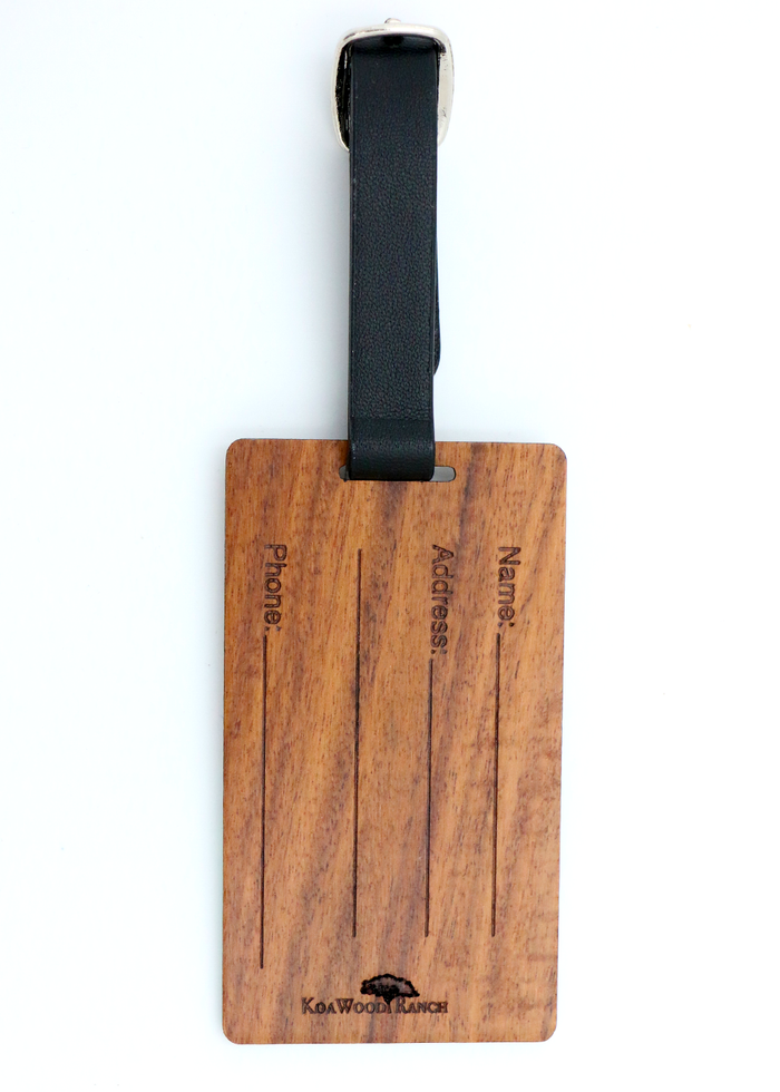 Koa Wood Luggage Tag - Aloha Hawaii - Back View