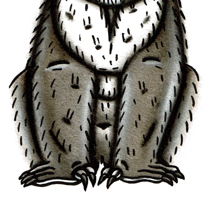 American traditional tattoo flash wildlife illustration Koala Bear ink and watercolor painting.