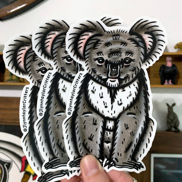 American traditional tattoo flash Koala wildlife watercolor sticker.