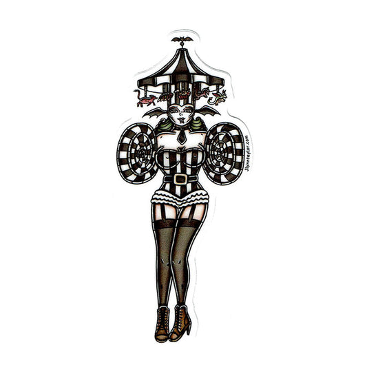 American traditional tattoo flash Lady Beetlejuice Pinup watercolor sticker.