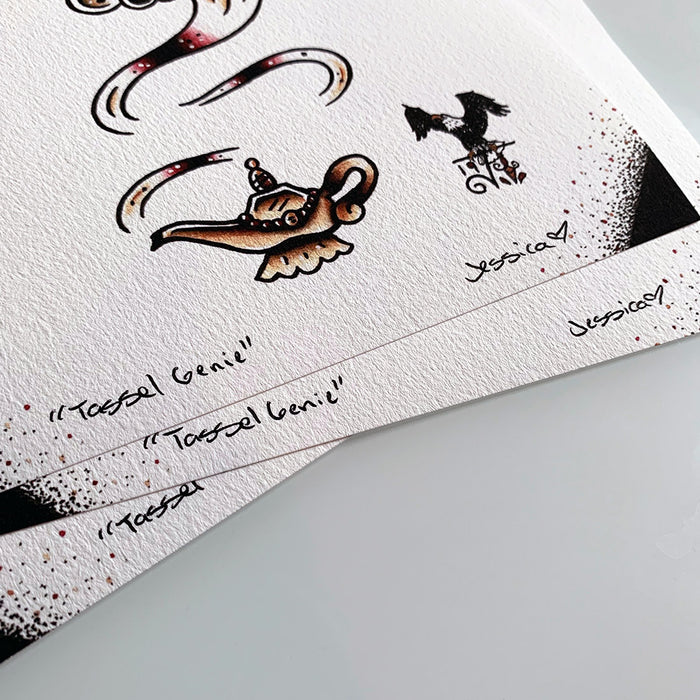American traditional tattoo flash burlesque genie pinup print.