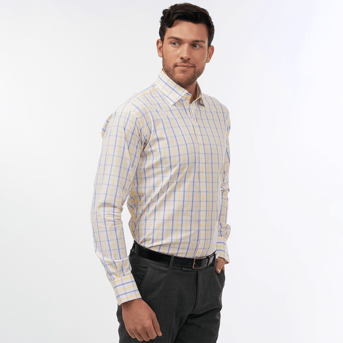 Langar Check Blue & Yellow Formal Shirt