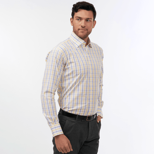 Langar Check Blue & Yellow Formal Shirt