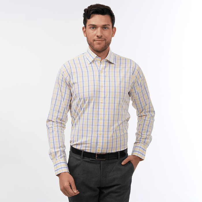 Langar Check Blue & Yellow Formal Shirt