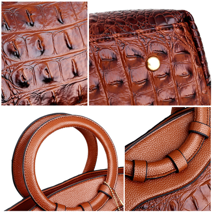 L'ATERIBÉLLE EMBOSSED VINTAGE LEATHER BAG