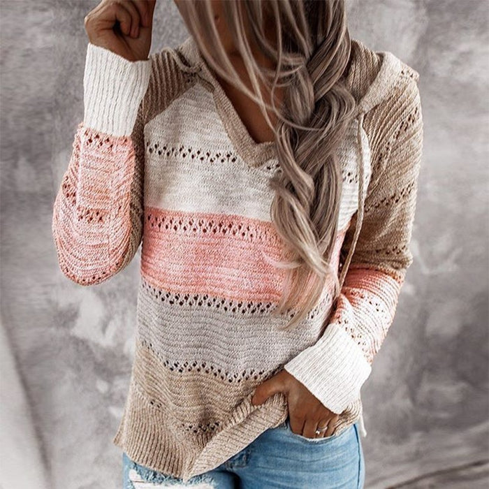 Loralie Patchwork Hooded Sweater
