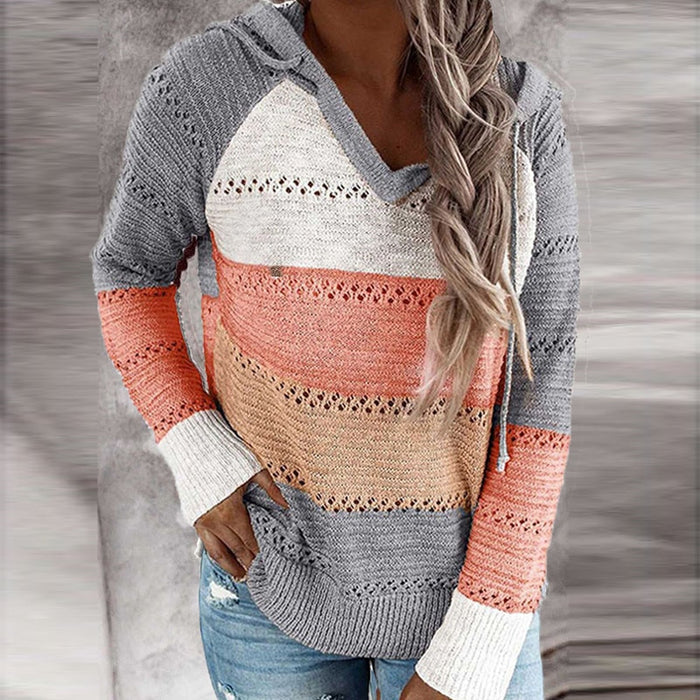Loralie Patchwork Hooded Sweater
