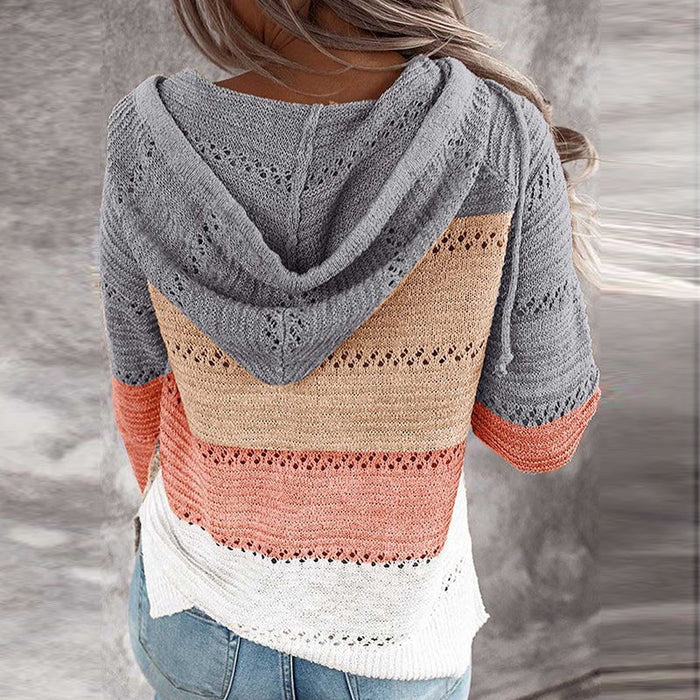 Loralie Patchwork Hooded Sweater